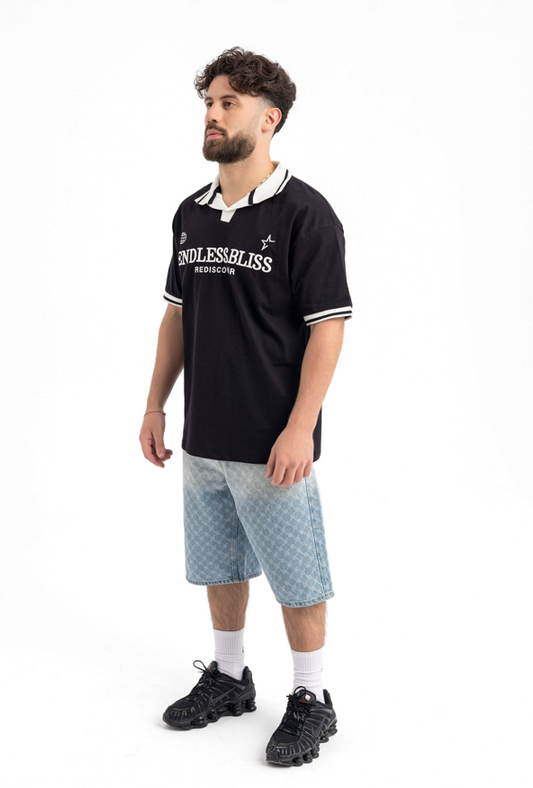 Men's Graphic Polo T-Shirt – Endless Bliss Black Edition