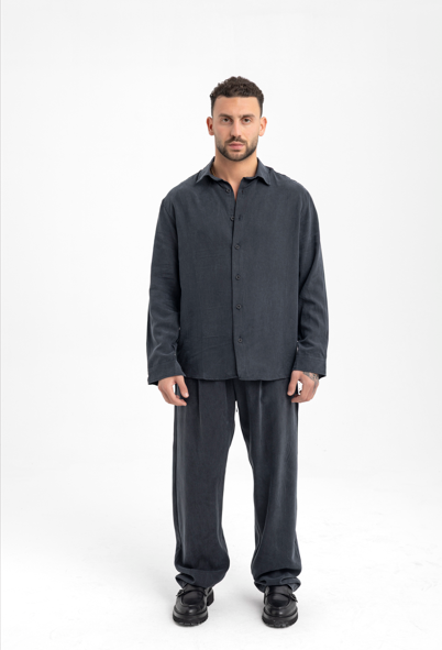 Men's Relaxed Fit Button-Up Tracksuit Set