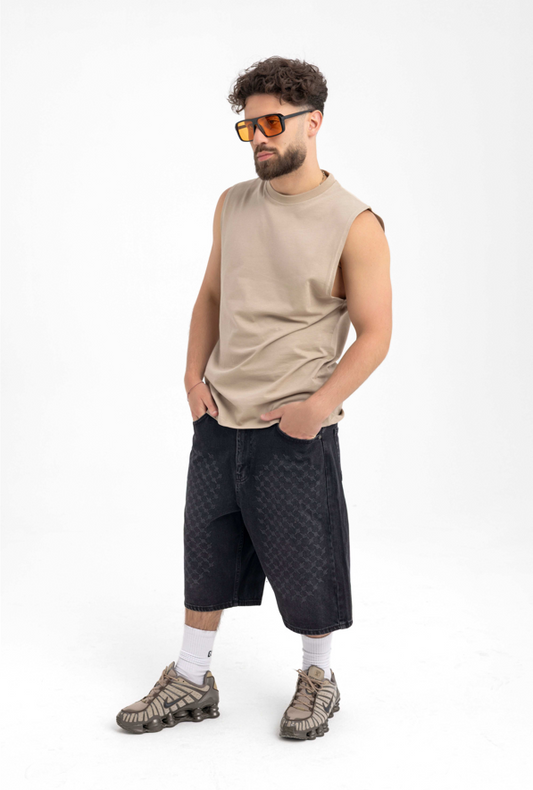 Men’s Sleeveless Beige Tank Top – Essential Muscle Tee for Everyday Wear