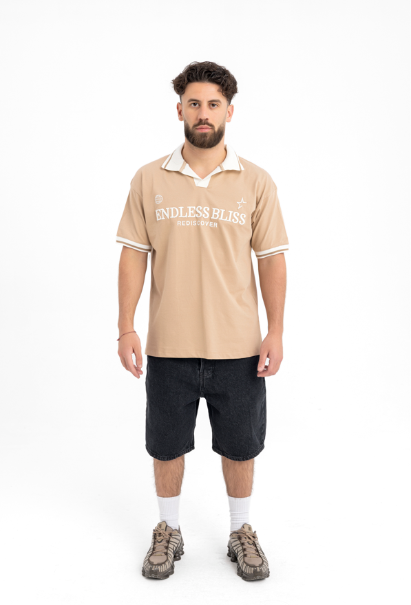 Men’s Sand Beige Polo T-Shirt – Endless Bliss Rediscover Edition