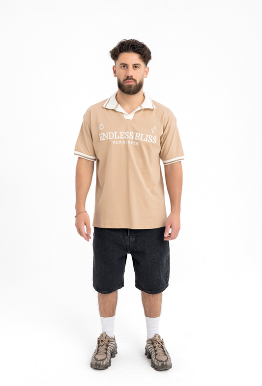 Men’s Sand Beige Polo T-Shirt – Endless Bliss Rediscover Edition