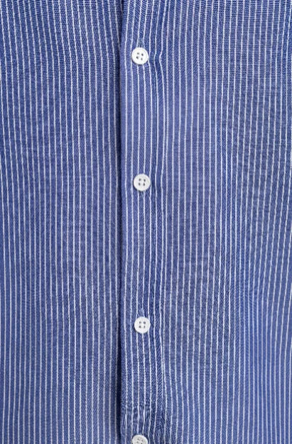 Men’s Light Blue Pinstripe Short-Sleeve Shirt – Embroidered Casual Essential