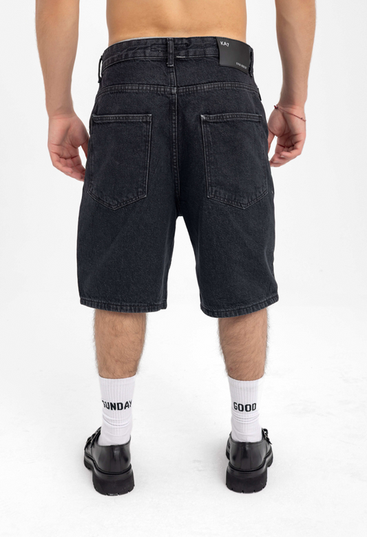 Men’s Faded Black Denim Shorts – Relaxed Fit with Everyday Edge
