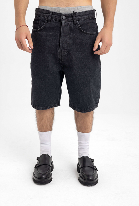 Men’s Faded Black Denim Shorts – Relaxed Fit with Everyday Edge