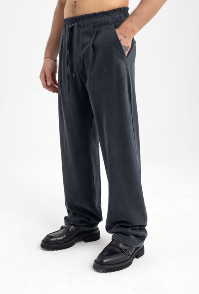 Men’s Charcoal Corduroy Drawstring Pants – Relaxed Fit Loungewear Luxe