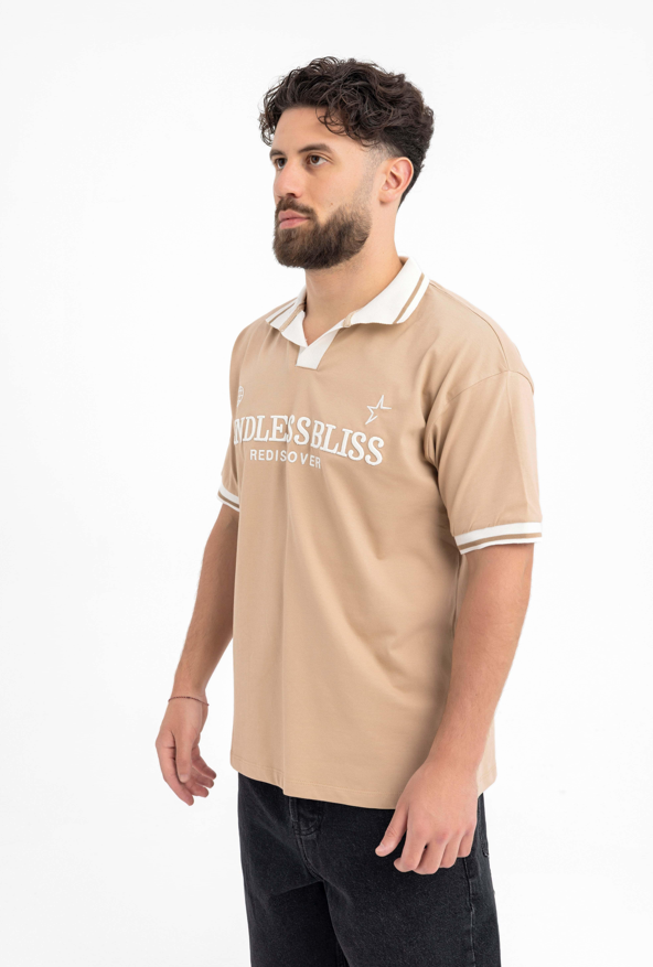 Men’s Sand Beige Polo T-Shirt – Endless Bliss Rediscover Edition