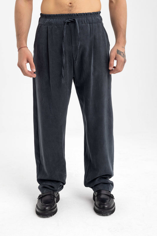 Men’s Charcoal Corduroy Drawstring Pants – Relaxed Fit Loungewear Luxe - KALIN OFFICIAL