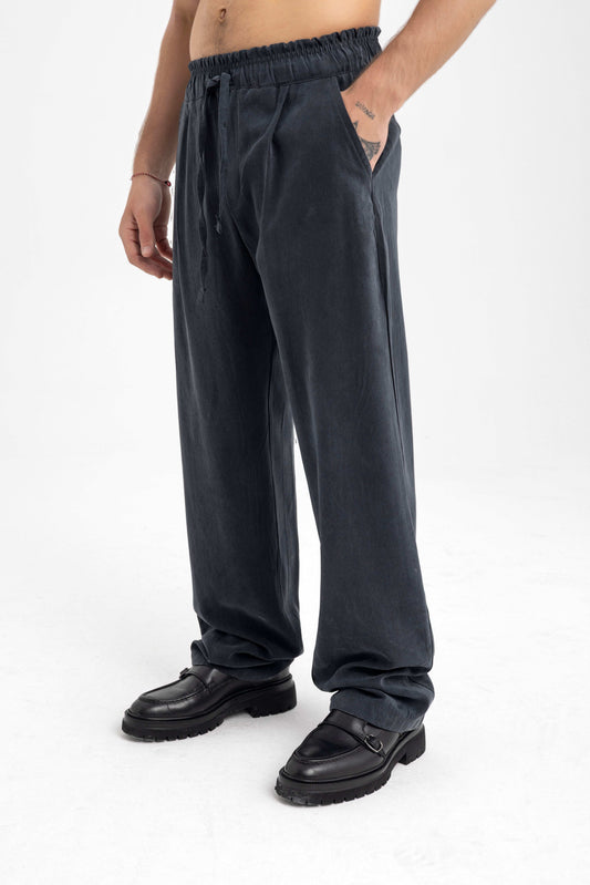 Men’s Charcoal Corduroy Drawstring Pants – Relaxed Fit Loungewear Luxe - KALIN OFFICIAL