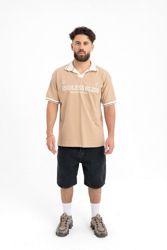 Men’s Beige Polo T-Shirt – Endless Bliss Rediscover Series - KALIN OFFICIAL