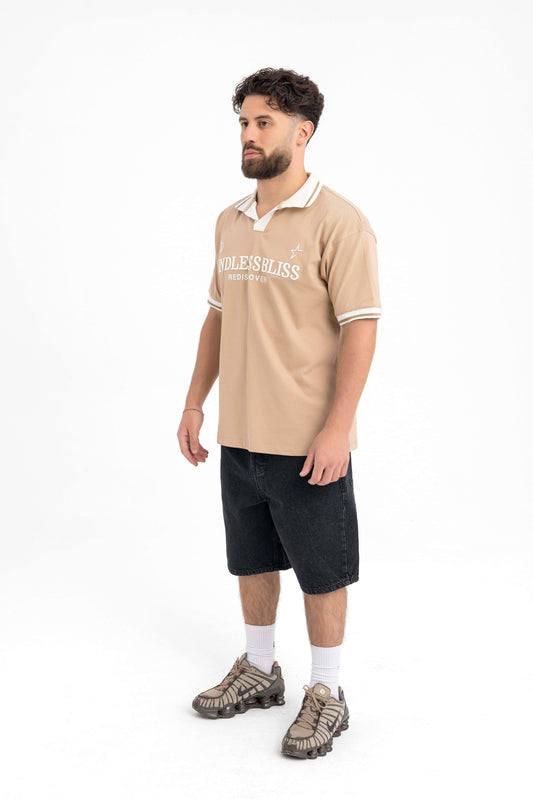Men’s Beige Polo T-Shirt – Endless Bliss Rediscover Series - KALIN OFFICIAL