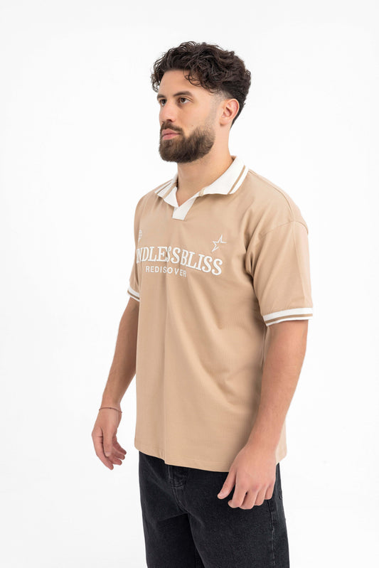 Men’s Sand Beige Polo T-Shirt – Endless Bliss Rediscover Edition - KALIN OFFICIAL
