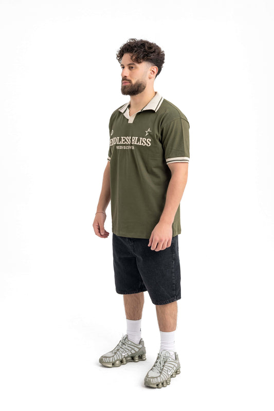 Men’s Olive Polo T-Shirt – Endless Bliss Rediscover Collection - KALIN OFFICIAL