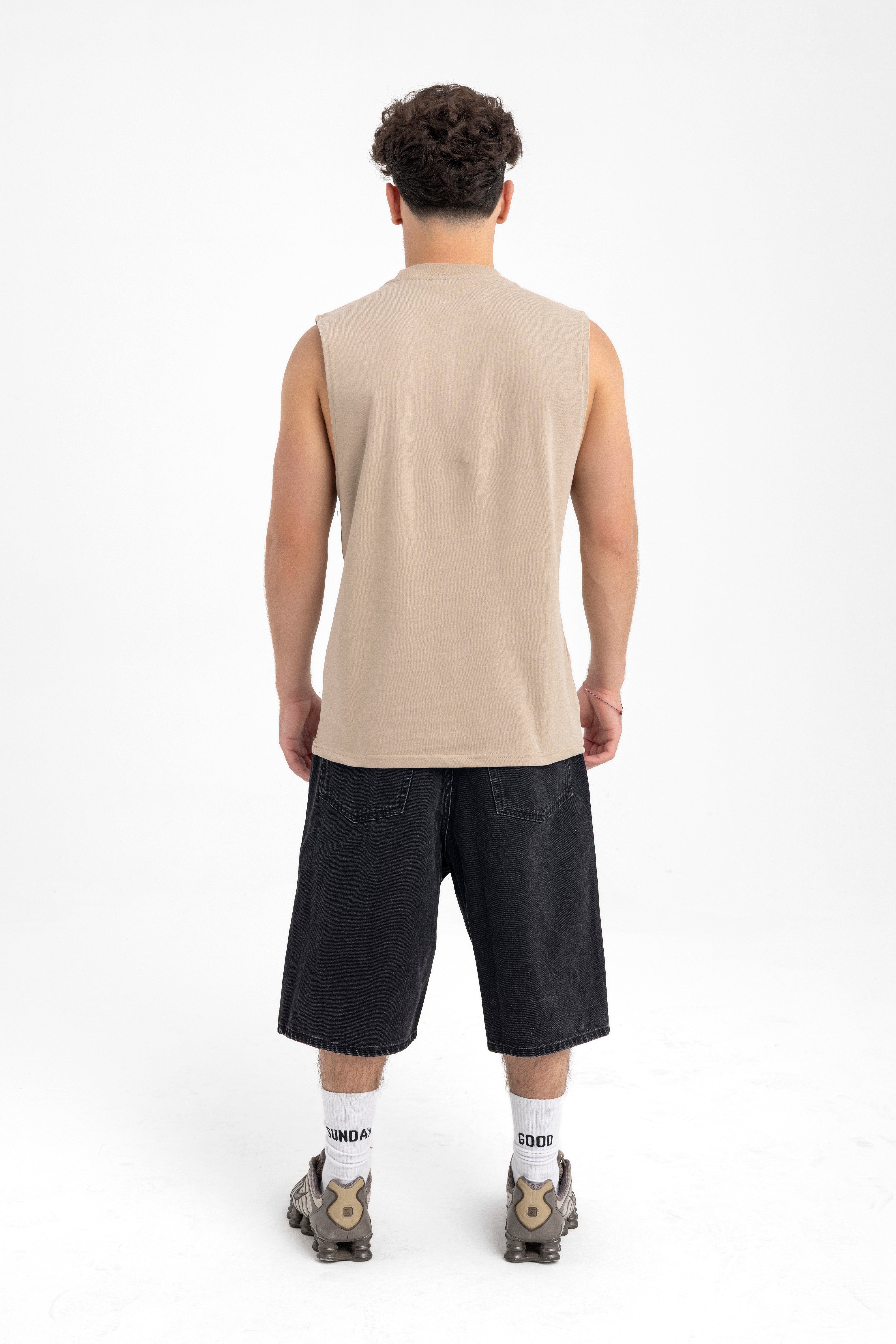 Men’s Sleeveless Beige Tank Top – Essential Muscle Tee for Everyday Wear
