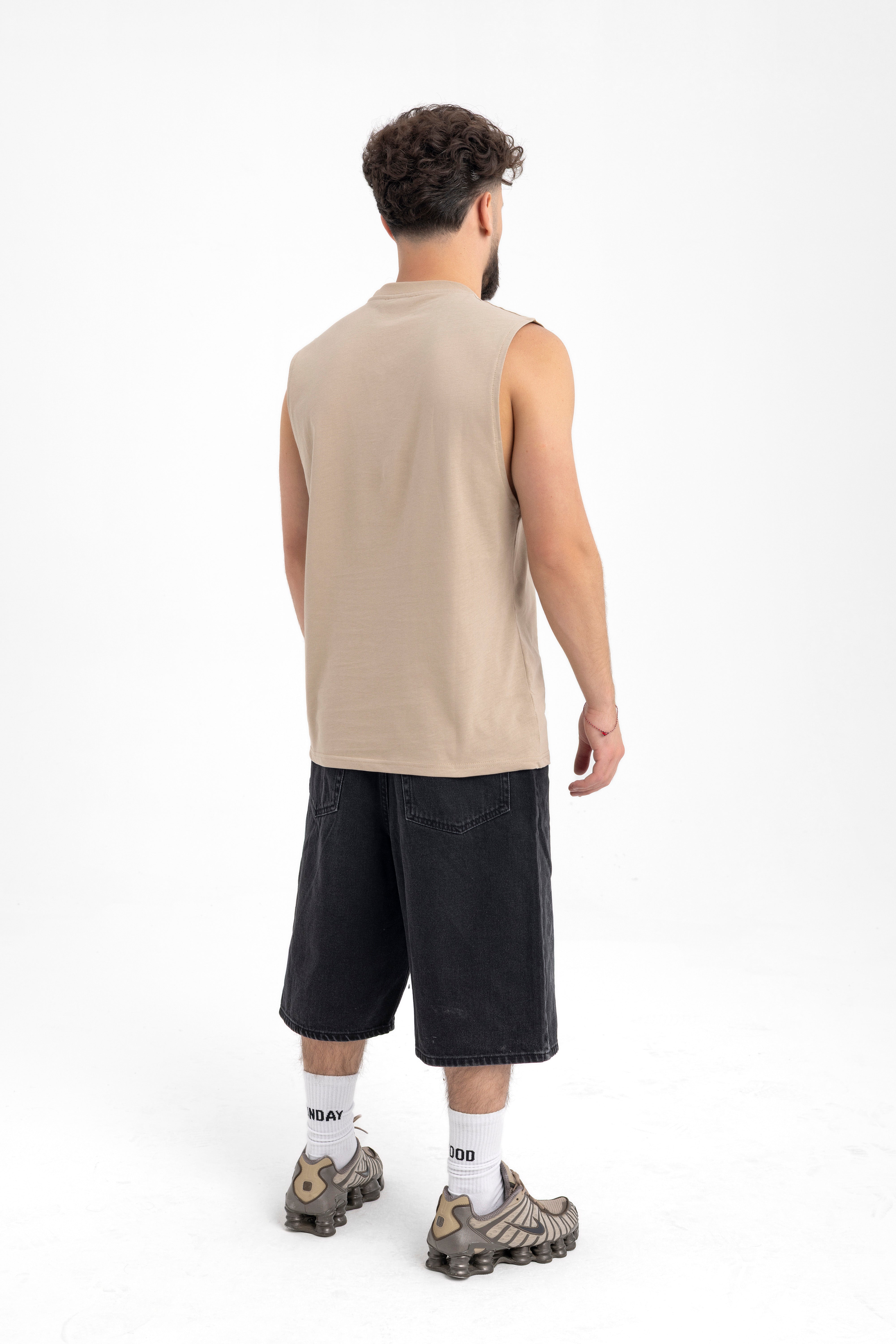 Men’s Sleeveless Beige Tank Top – Essential Muscle Tee for Everyday Wear