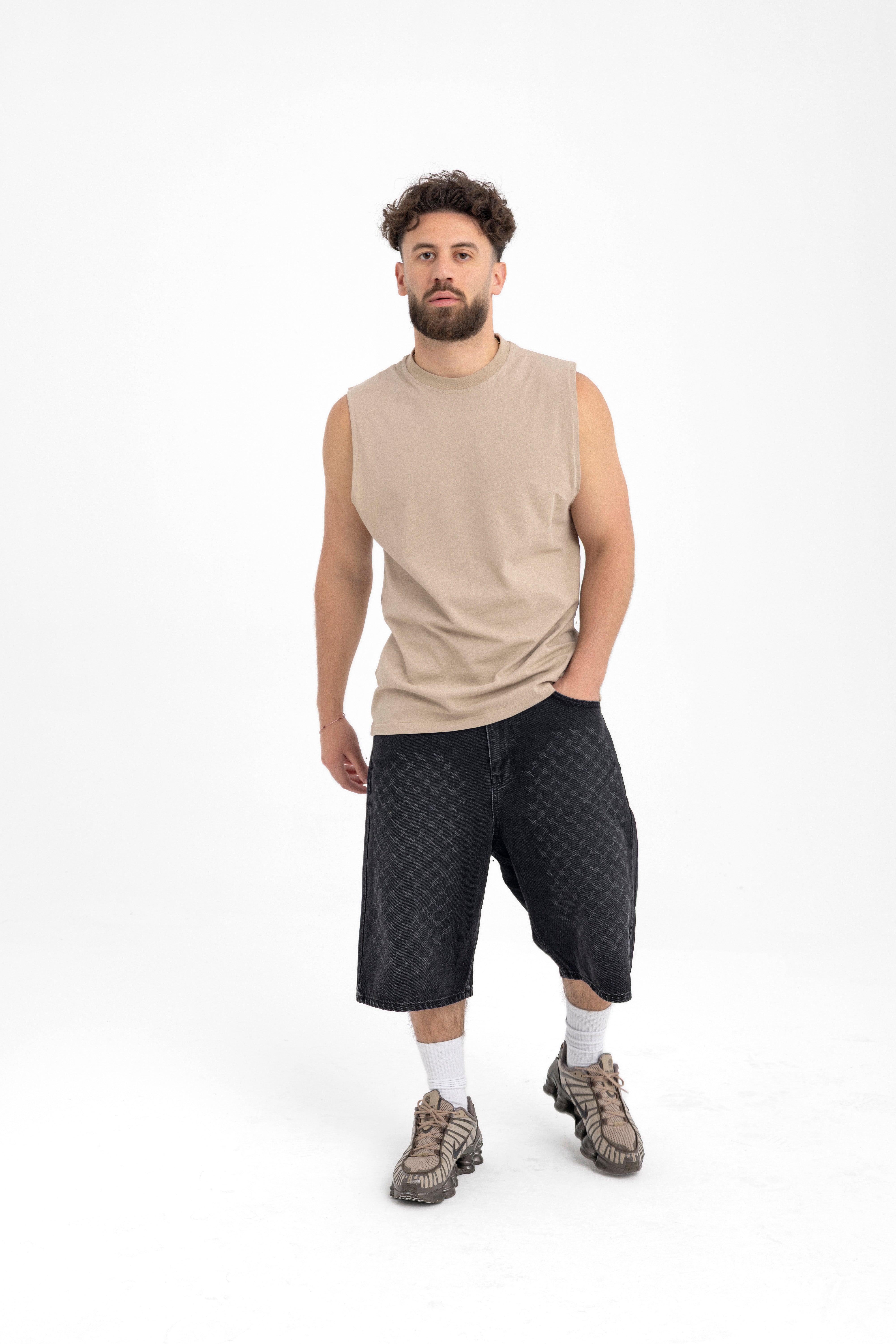 Men’s Sleeveless Beige Tank Top – Essential Muscle Tee for Everyday Wear