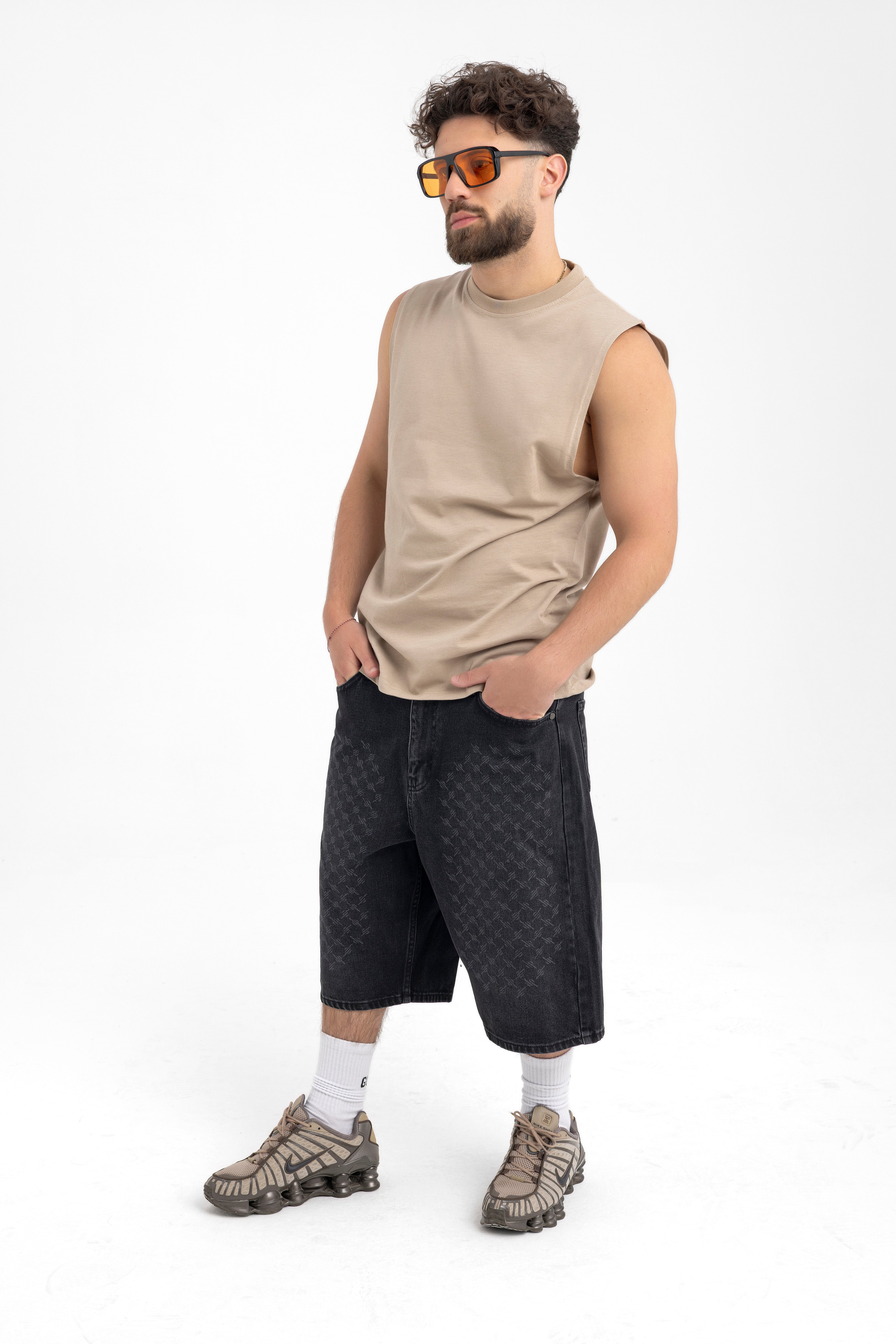 Men’s Sleeveless Beige Tank Top – Essential Muscle Tee for Everyday Wear
