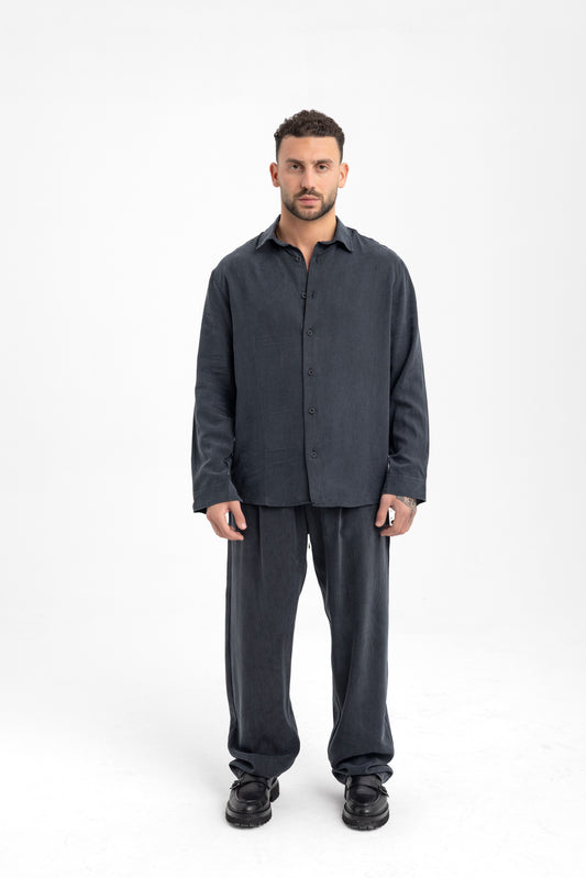 Men's Relaxed Fit Button-Up Tracksuit Set